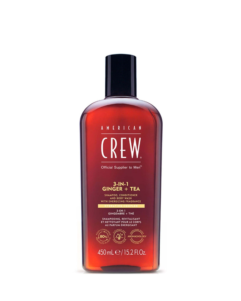 American Crew 3-in-1 Ginger + Tea Shampoo, Balsam & Bodyvask 450 ml