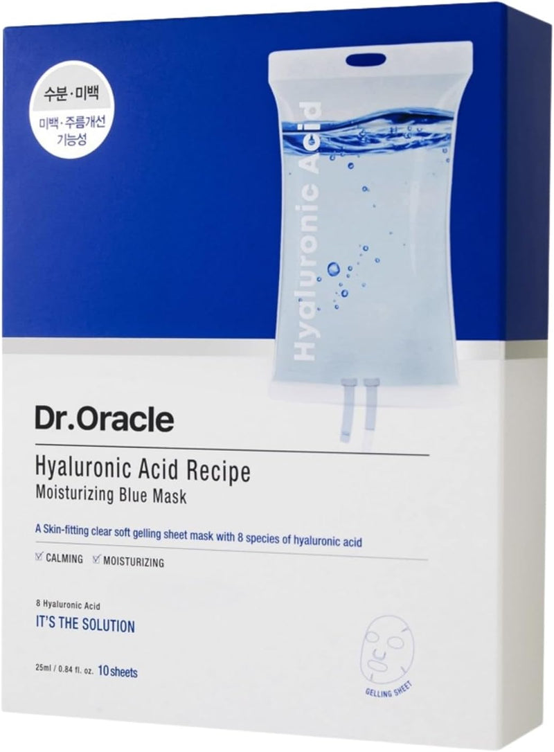 Dr.Oracle Hyaluronic Acid Recipe Moisturizing Blue Mask, 10 stk x 25 ml