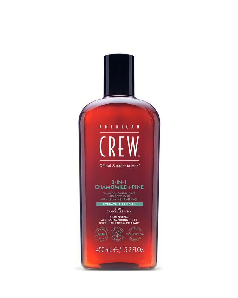 American Crew 3-in-1 Chamomile + Pine Shampoo, Balsam & Bodyvask 450 ml